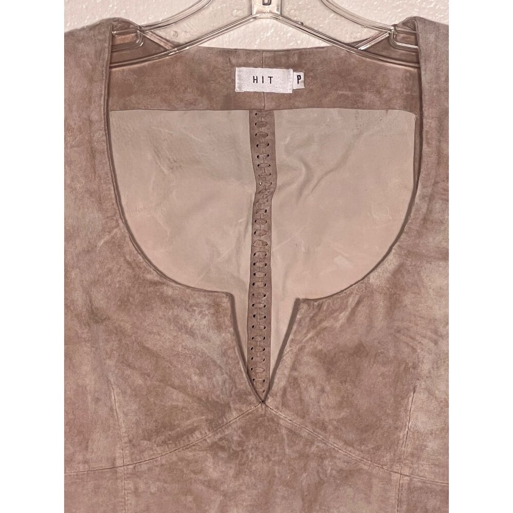 HIT P Size P Suede Leather Beige Vest Perforated Design Western Rodeo Tribal - Picture 3 of 16